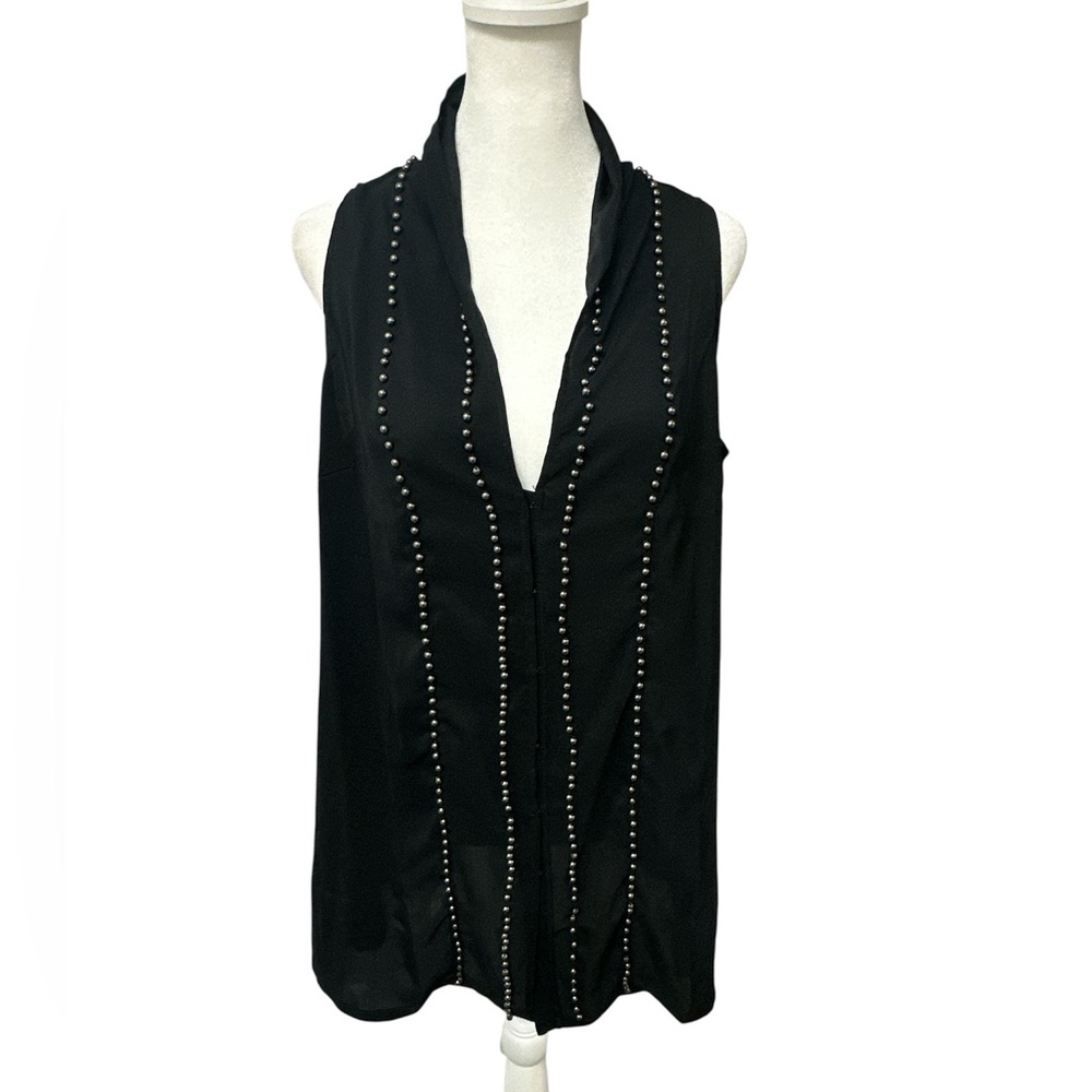 Kris Jenner Kollection Beaded Sheer Sleeveless Blouse